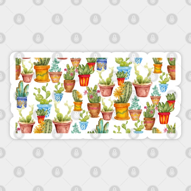 cactus pattern_ watercolor Sticker by lisenok